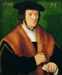 Gerhard von Westerburg (1486-etter 1539), halvfigur, i en pelsbesatt kappe og svart hatt