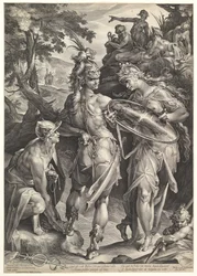 Minerva og Mercury Arming Perseus, 1604