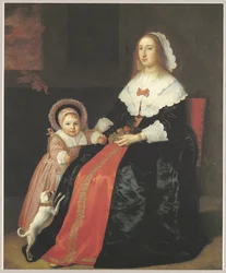Portrett av en kvinne med et barn, muligens Margaretha Cloeck (1617–1680) og Pieter Hulft (1643–1694)