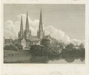 Lichfield Cathedral - South West View: gravering, nd [?1796]