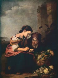 Fruktselgere som teller pengene sine, 1618, 1914