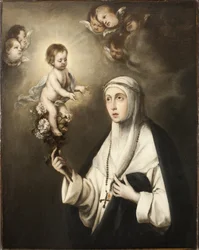 Rose de Lima (Isabel Flores de Oliva) (1586-1617) - Saint Rose of Lima, av Murillo, Bartolome Esteban, Kopi etter . Olje på lerret. Mål: 93x76 cm. Nationalmuseum Stockholm