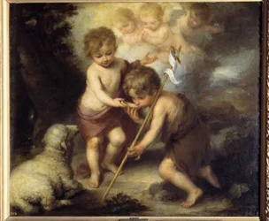 Barn i skjell. Maleri av Bartolomé Murillo (1618-1682)