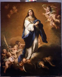 Den hellige jomfrus himmelfart (Esquilaches ubesmittede unnfangelse eller Den salige jomfru Marias himmelfart). Maleri av Bartolomé Esteban Murillo (1617-1682)
