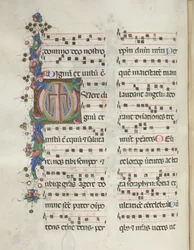 Missale: Fol. 184v: Kors, løvverk, 1469
