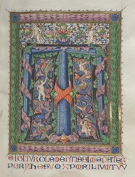 Missale: Fol. 186: Dekorert innledende T[e igitur] helside, 1469.