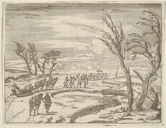 Francesco I d'Este, til tross for sitt ubehag, viser sin fromhet mens han reiser i snøen..., 1659.