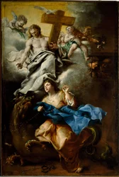 Ekstasen til Saint Margarita av Cortona (Margherita da Cortona), fransiskansk maleri av Bartolomeo Guidobono (1654-1709) Genes, Musei di Strada Nuova (ex Palazzo Bianco)