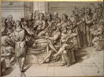 Anatomiforelesning holdt av Michelangelo Buonarroti dit Michelangelo (Michelangelo eller Michel Ange