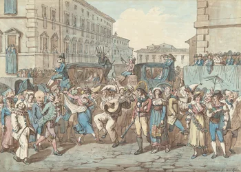 Karneval i Roma, illustrasjon til Romerske drakter og skikker