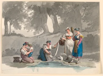Tegning, ved en bekk i fjellene nær Roma, 1807–08