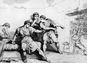 Neros død, fra keiseres historie, fra Ottavio, gravering av Bartolomeo Pinelli (1781-1835), Roma