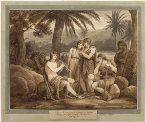 Telemachus spiller og synger for hyrdene i Egypt, fra The Adventures of Telemachus, bok 2