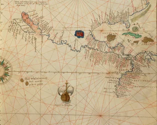 Afrika, Europa og en del av Amerika: Mellom-Amerika, fra Atlas of the World i trettitre kart, av Battista Agnese