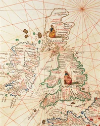 Europa: Storbritannia og Irland, fra Atlas of the World i trettitre kart, av Battista Agnese