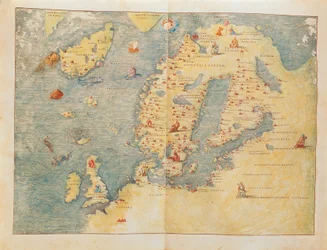 Kart over Nord-Europa, fra Portolan Atlas av Battista Agnese