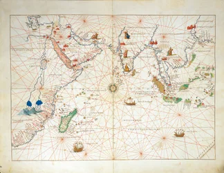 Det indiske hav og deler av Asia og Afrika, fra Atlas of the World i trettitre kart, av Battista Agnese