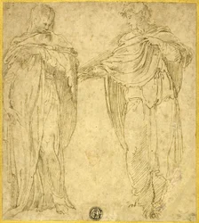 To stående draperte figurer (Johannes og Magdalena)