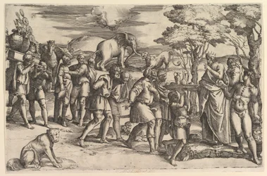 Melkisedek tilbyr brød og vin til Abraham, ca. 1547.