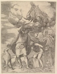 Engelen som holder Abrahams arm, etter 1552.