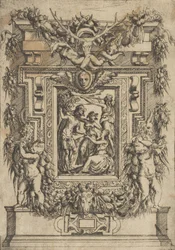 En ung mann rekker frem hånden til en sittende kvinne, en annen kvinne står mellom dem en..., ca. 1540-80.