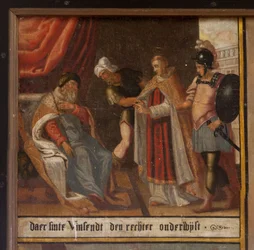 Maarke. Kapell (Sint-Vincentiuskapell). interiør. Maleri. Martyren til Saint Vincent. 1800-tallet. Detalj.