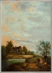Andre bakrom på baksiden, møterom, veggmalerier med landlige scener i klassisk stil, trolig fra rundt 1810, scene 7