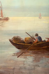 Andre bakrom på baksiden, møterom, veggmalerier med landlige scener i klassisk stil, trolig fra rundt 1810, scene 3