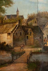 Andre bakrom på baksiden, møterom, veggmalerier med landlige scener i klassisk stil, trolig fra rundt 1810, scene 3