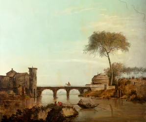 Andre bakrom på baksiden, møterom, veggmalerier med landlige scener i klassisk stil, trolig fra rundt 1810, scene 2