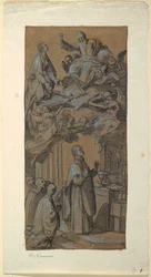Tegning, syn under en messe, ca. 1630