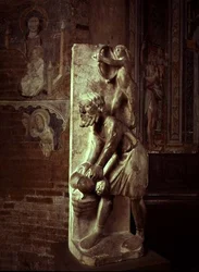 Pulling Turnips: November fra en statuary kalender for Labours of the Months, ca. 1200