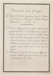 Gresk maskerade: Tittelplate 1, 1771.