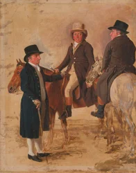 John Hilton, dommer av kurset på Newmarket; John Fuller, kursleder; og John Stevens, en trener