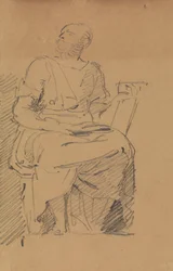 Studie av en sittende figur
