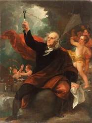 Benjamin Franklin tegner elektrisitet fra himmelen