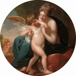 Amor, stukket av en bie, er verdsatt av sin mor