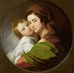 Kunstnerens hustru, Elizabeth, og deres sønn Raphael, ca. 1773 (olje på lerret)