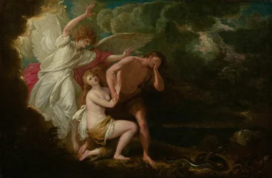 Utvisningen av Adam og Eva fra paradiset, 1791, retusjert 1803.