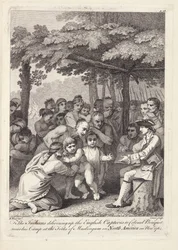 Indianerne leverte de engelske fangene til oberst Bouquet nær leiren hans ved Forks of Muskingham i Nord-Amerika i november 1764