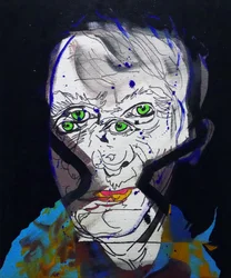 50 store forfattere i historien: Michel Houellebecq, 2015 (olje og akryl på lerret)