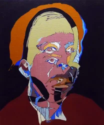 50 store forfattere i historien: Simone de Beauvoir, 2015 (olje og akryl på lerret)