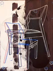 Prototype av sjeselong, etter David Gour, 2023 (olje og akryl på blandet lerret)