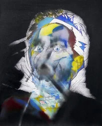 Selvportrett i hijab, 2017 (olje på lerret)