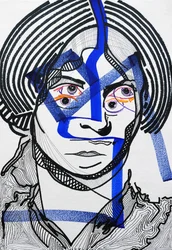 Overportrett: Charlotte Brontë, 2019 (akryl på papir)
