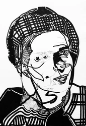 Surportrett: Simone de Beauvoir, 2019 (akryl på papir)