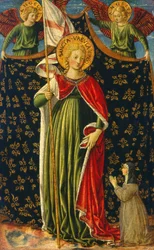 Saint Ursula med to engler og giver, ca. 14551460.