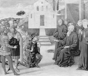 Totila før Saint Benedict.