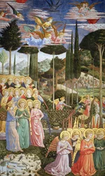 Engler i et himmelsk landskap, den venstre veggen til apsis, fra Journey of the Magi-syklus i kapellet ca. 1460 (for detaljer se 83051)