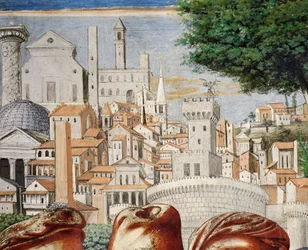 Arkitektur av byen Roma, detalj fra Stories of St. Augustine